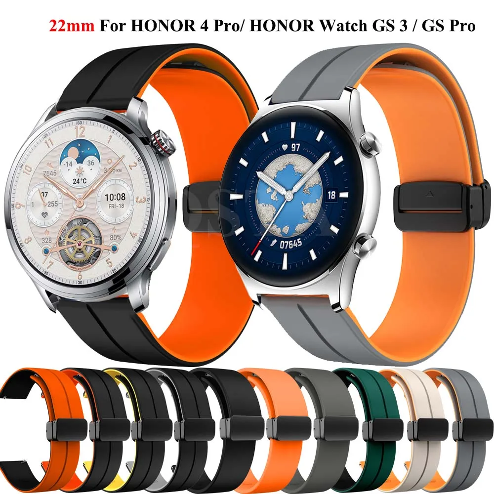 22mm Magnetic Buckle Silicone Strap For Honor 4 Pro GS Pro GS3 Magic Watch2 46mm Smart Watch Replacement Wristband Bracelet Belt