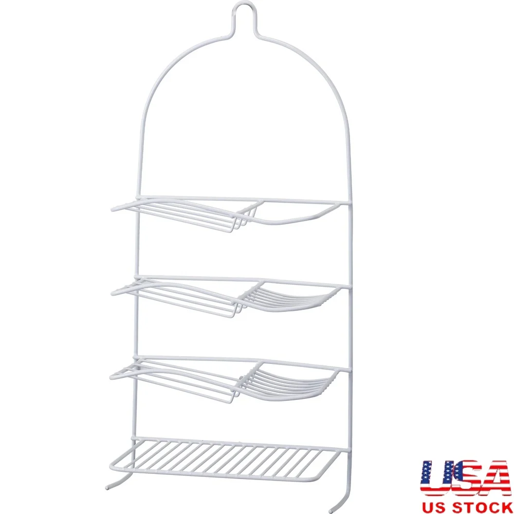 

4-уровневый металлический органайзер для душа с крючками, прочный, устойчивый к ржавчине, аксессуары для ванной комнаты, полка для шампуня, простой монтаж