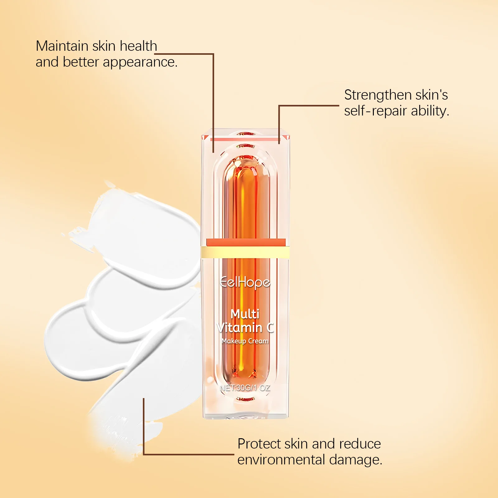 Vitamin C Face Cream Conceal Pores Even Skin Tone up Brightening Moisturize Glow Toning Light Moisturizing Lazy Makeup Cosmetics