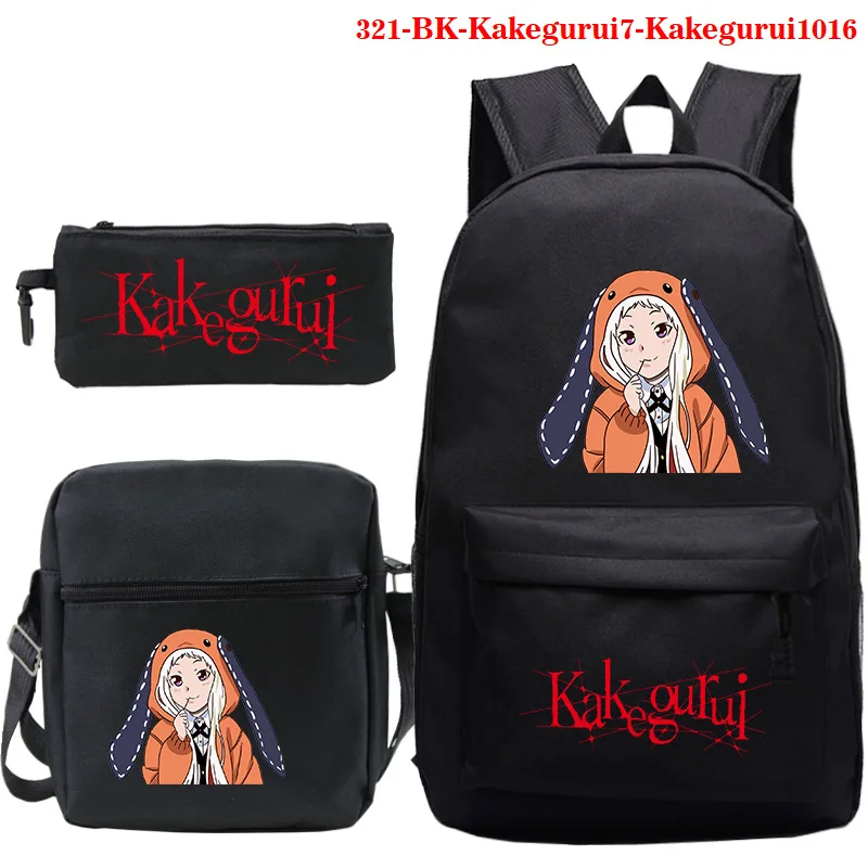 Anime Kakegurui Print Backpack School Backpack Canvas Bags Teens Book Knapsack Boys Crossbody Bags Girls Makeup Case School Gift