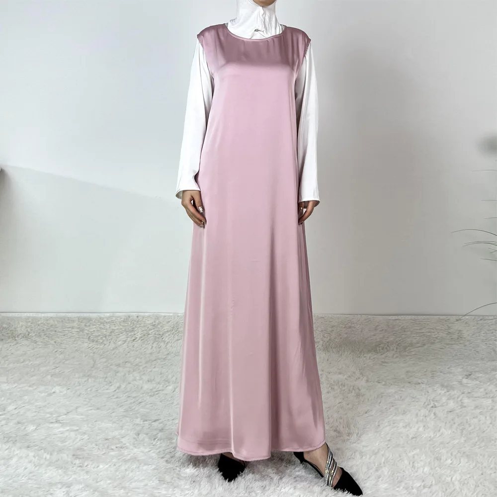 Modest Abaya Femme Casual Vestido All-Match Sleeveless Inner Dress Muslim For Women Maxi Robe Caftan Moroccan Islamic Clothing