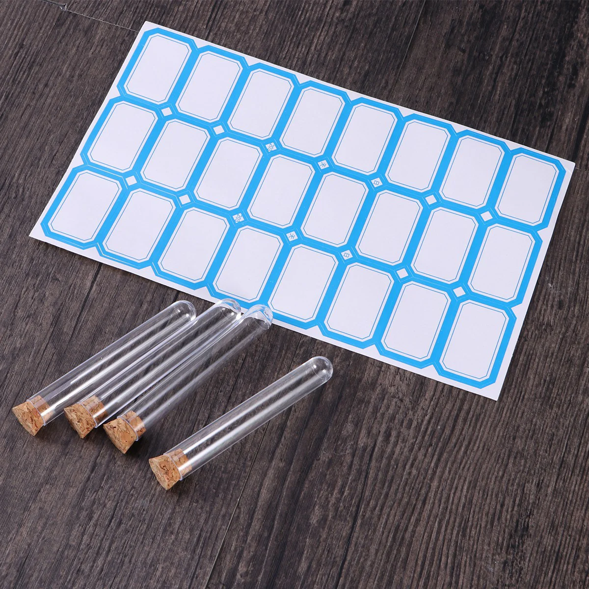 

50pcs 12x75cm Plastic Clear Test Tubes with Cork Stoppers and Brush for Scientific Experiments Powder Liquid Storage (50pcs wi