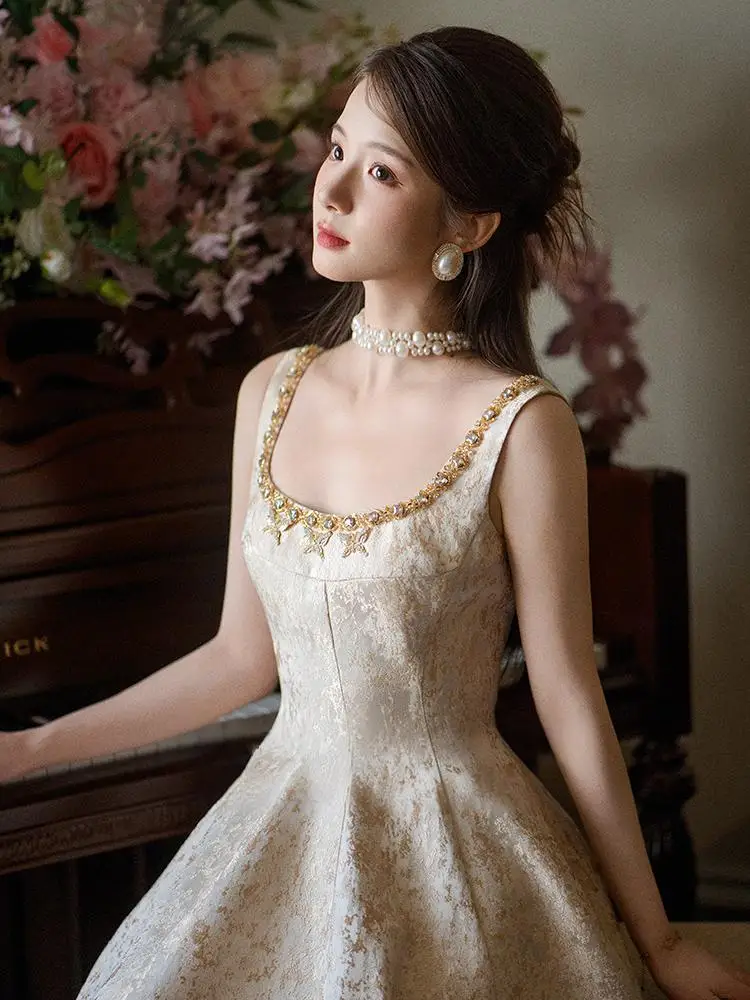 

Stunning Champagne Color Morning Robe Dr Fairylike Ele Wedding Engagement Ceremony Banquet Evening Gown Beautiful