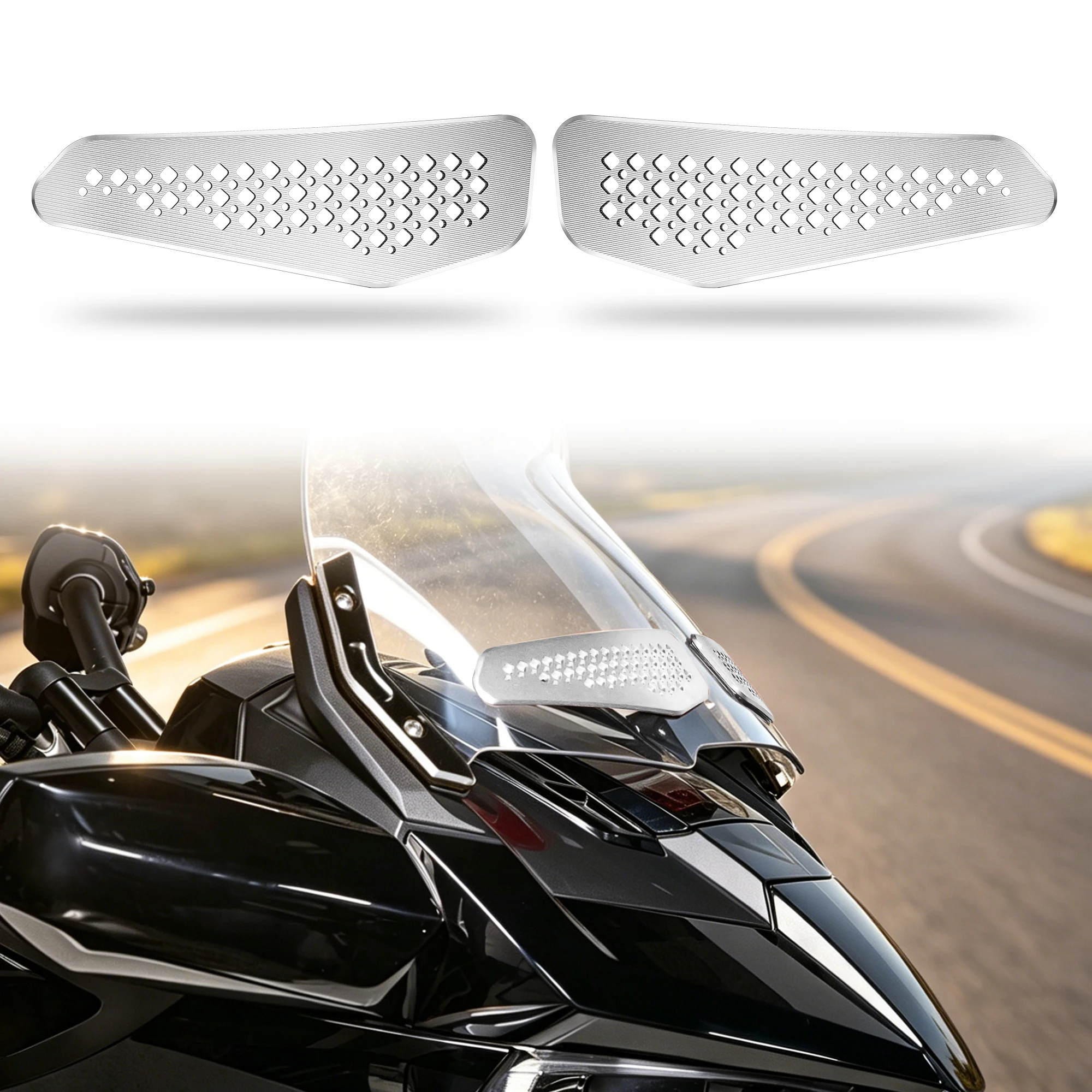 Chrome Wind Deflector Vents for Can-Am Spyder – Adjustable Airflow Grille Kit, Bug & Rain Guard (2016-2023)