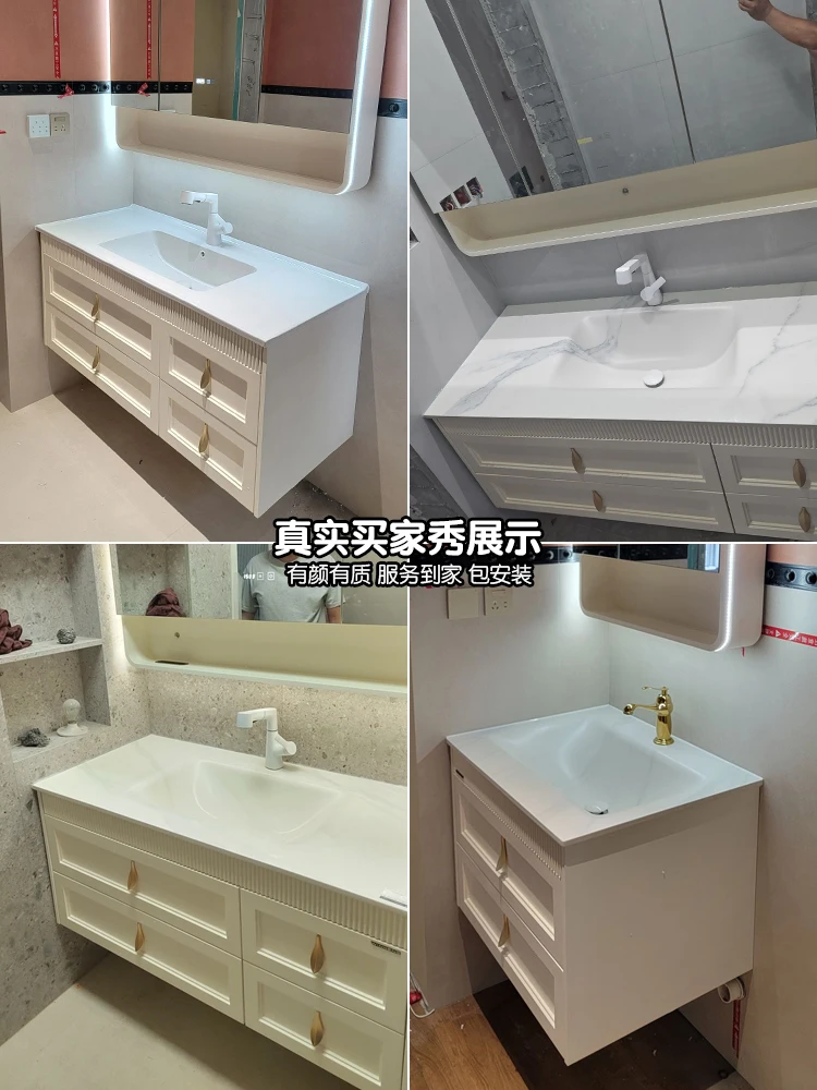 Bathroom cabinet combination rock slab hot bending integrated basin washbasin master bedroom bathroom face wash basin