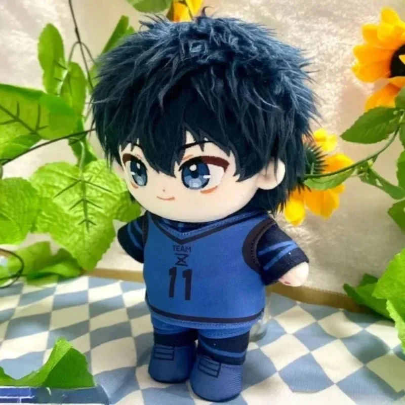 20cm Hurtownia Anime Niebieski L Isagi Yoichi Kawaii Cosplay Pluszowa Wypchana Lalka z Zestawem Ubranek Kreskówkowa Miękka Pluszowa Zabawka Prezent dla Fanów