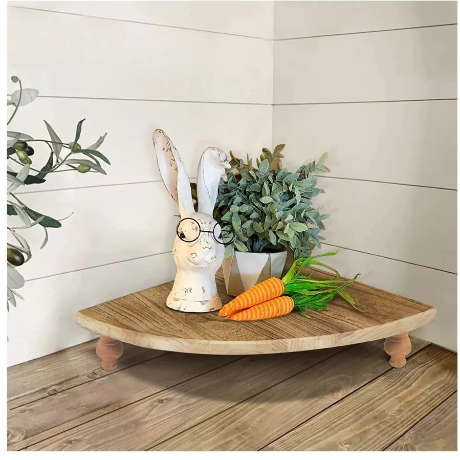 

Wooden Triangle Corner Shelf With Base Bathroom Shower Storage Organizer Wall Mounted Floating Shelf Home Decor Bathroom Decor