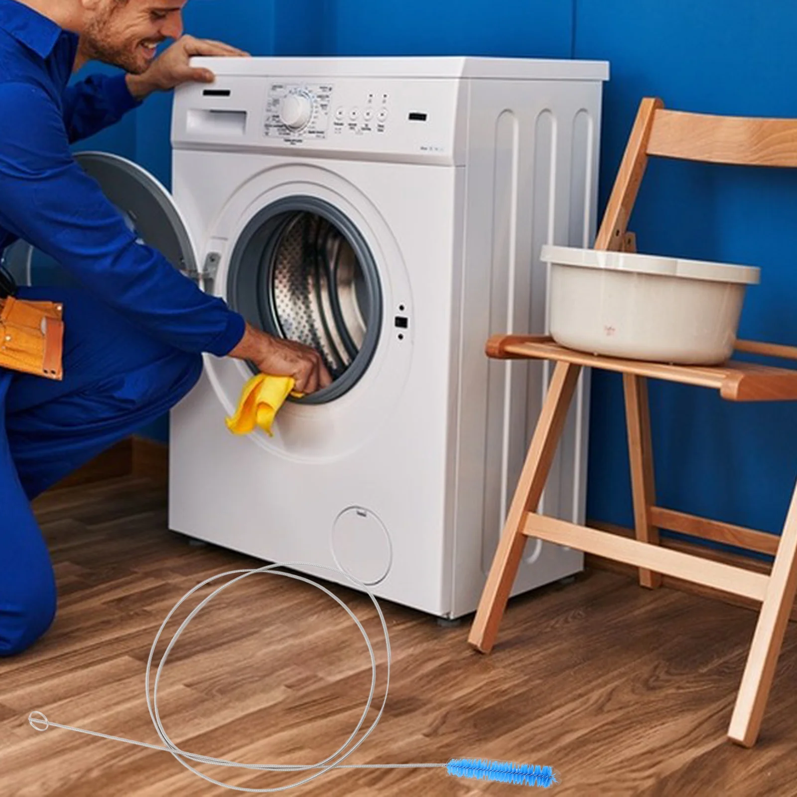 

2Pcs Stainless Steel Spring Hose Cleaning Brush Set Flexible Tube Cleaner for Washing Machine Refrigerator Blockage Removal