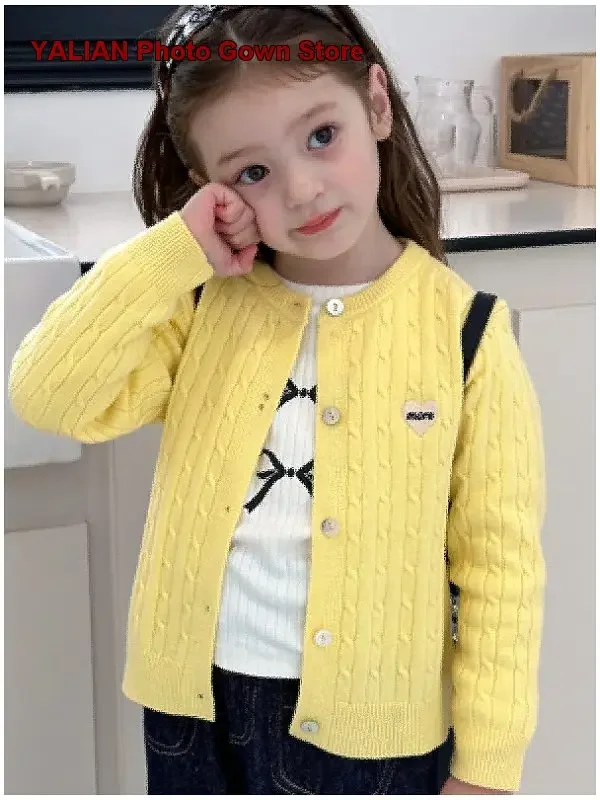 Girls Kids Knit Stylish Cable Knit Autumn Spring Little Middle Older Kids Baby Warm Twisted Knit