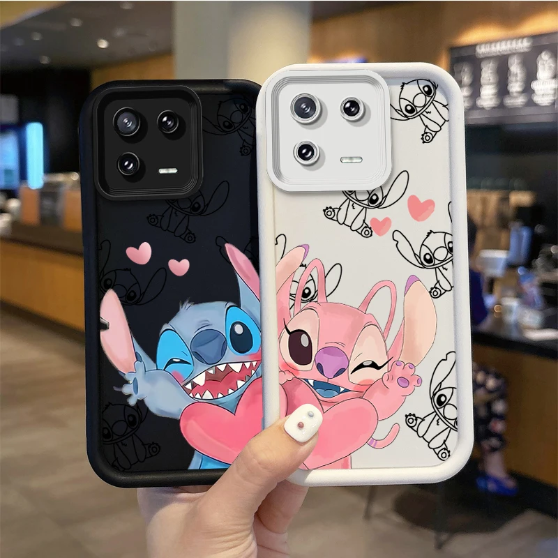 Cute Disney Stitch Couple Cartoon TPU Phone Case for XiaoMi 14 13 12 11T Pro 13 12 11 Lite Poco F6 F5 X5 X3 Pro Protective Cover