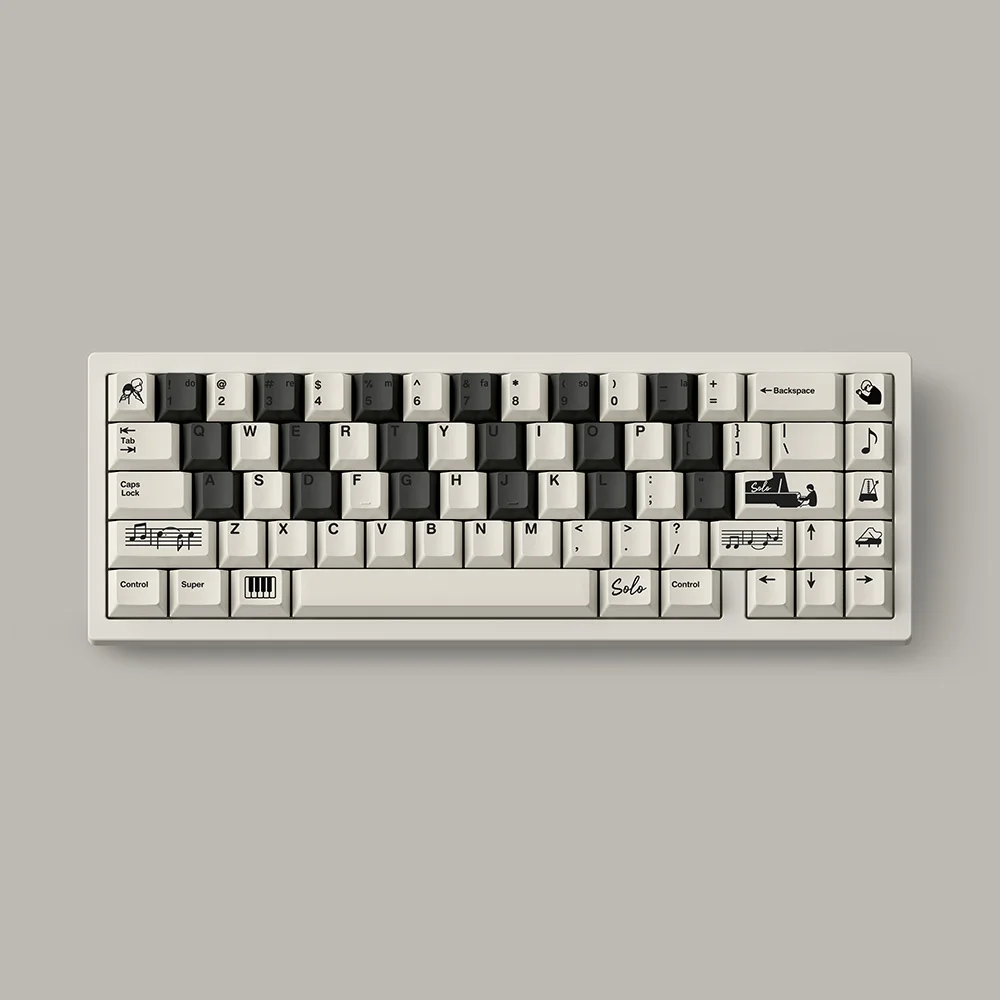 Колпачки для клавиш FBB Piano Solo, черно-белый стиль, PBT 1,7 мм, утолщенный индивидуальный аксессуар «сделай сам», механическая клавиатура Cherry, колпачок для клавиш