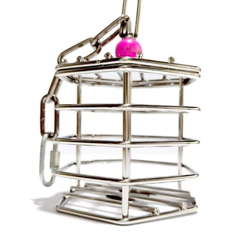 

304 stainless steel parrot biting and foraging box, Yiqu toy, teeth grinding water fruit basket, large parrot cage pendant