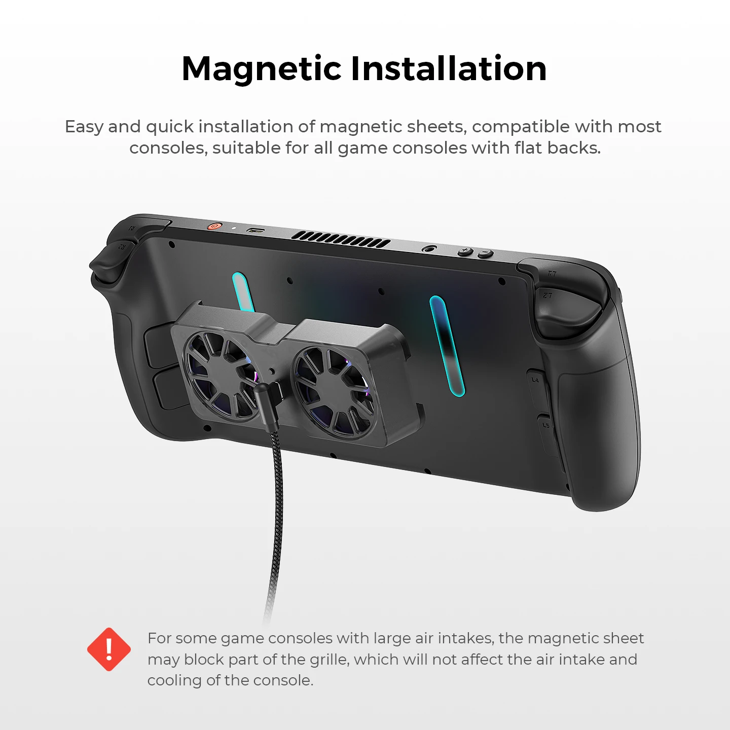 

Magnetic Cooling Fan for Steam Deck for ROG Ally X for Legion Go 6000RPM 45mm Dual Fans 10-16CFM Airflow 3 Speeds Portable