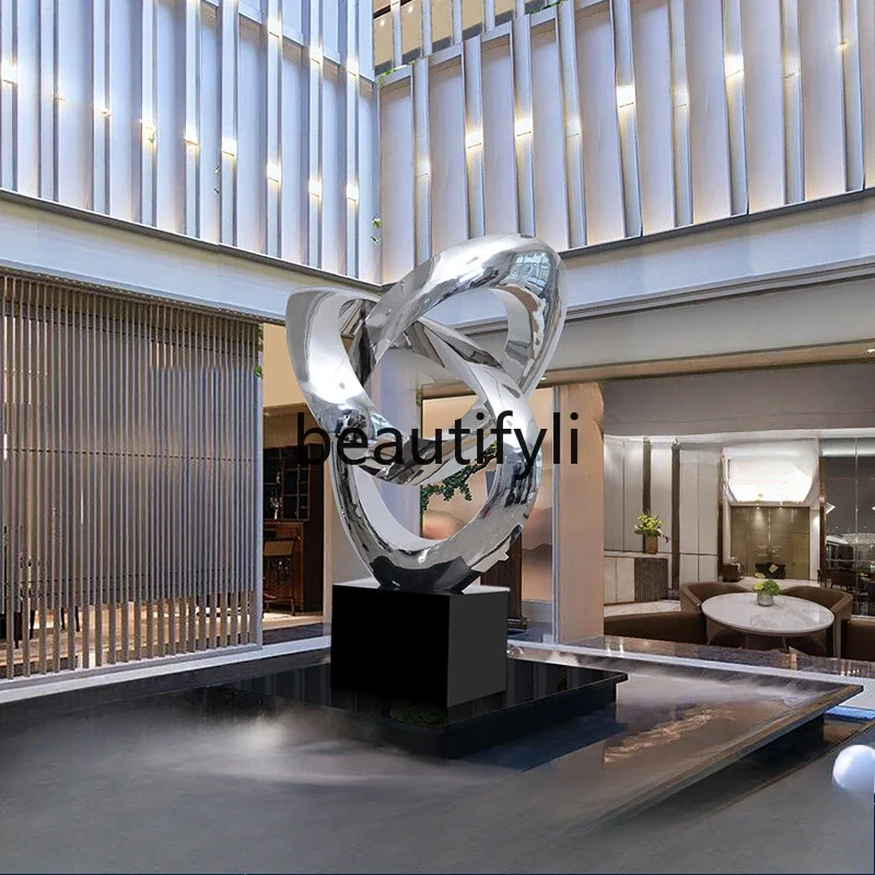 Hotel lobby ornament large floor-to-ceiling shopping mall square sculpture decoration stainless steel artwork