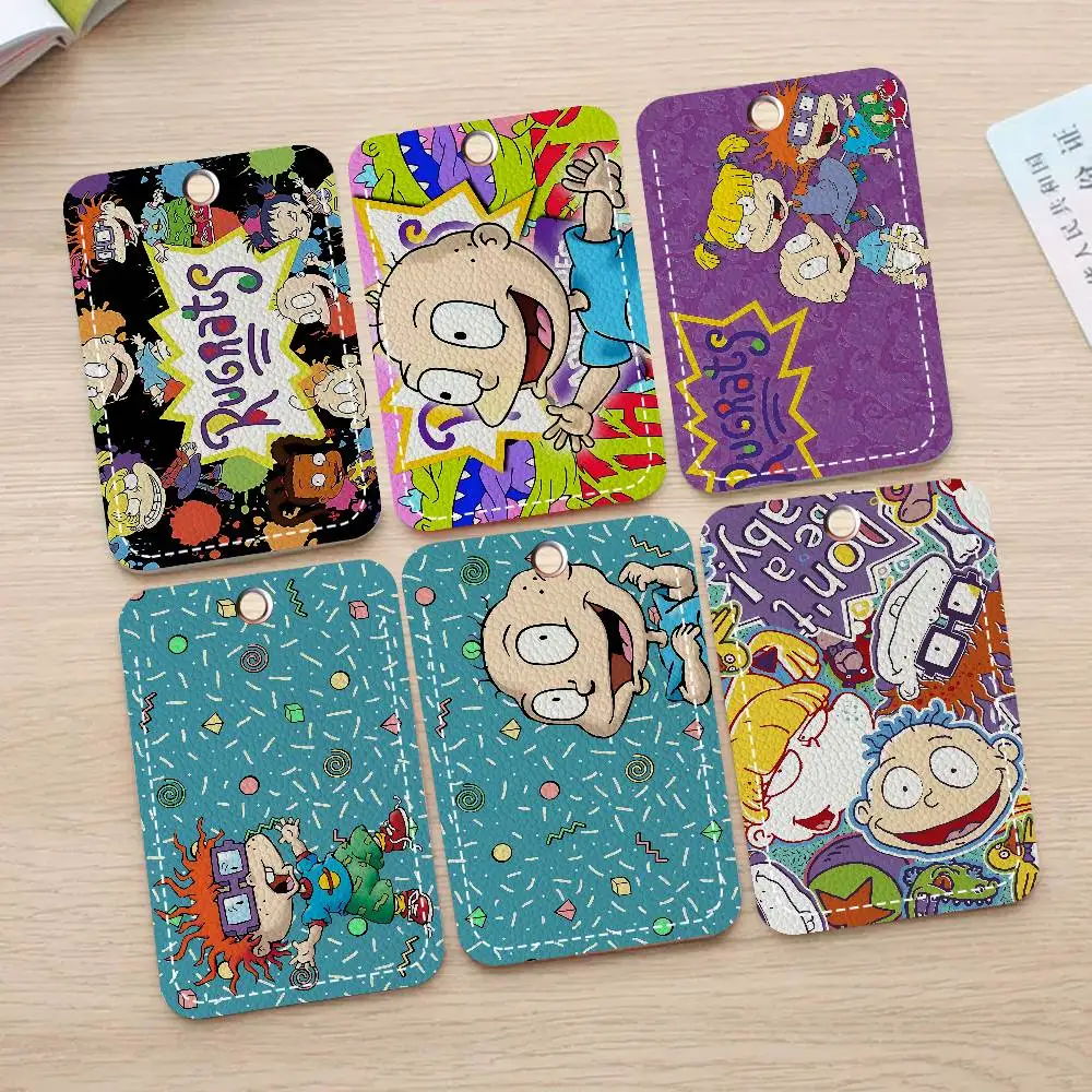 Classic Children Animation R-Rugrats Style PU Access Card Holder With Keychain - Executive Protection For Bank Card Subway Bus