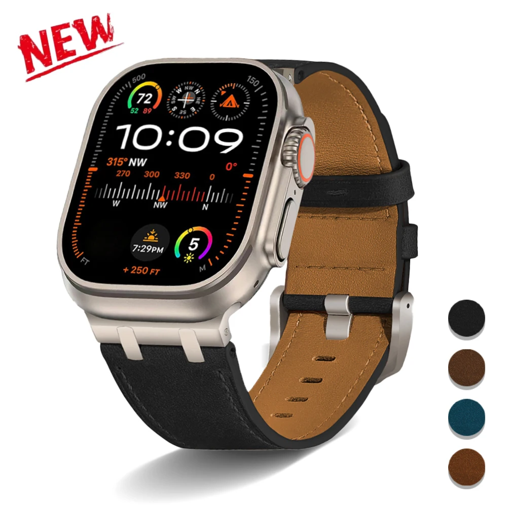 

Leather Watch Band for Apple Watch Ultra2 49mm Strap Width 26mm Bracelet for Iwatch Series 10 46mm 9 8 7 45mm 6 5 4 SE 44mm Belt