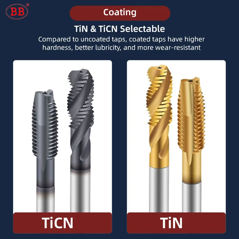 BB-Cobalt Machine Tap Threading HSS CO Tn, Flauta Reta Espiral, Formação CNC Fluteless, Dureza Revestida Ferramenta de Metal