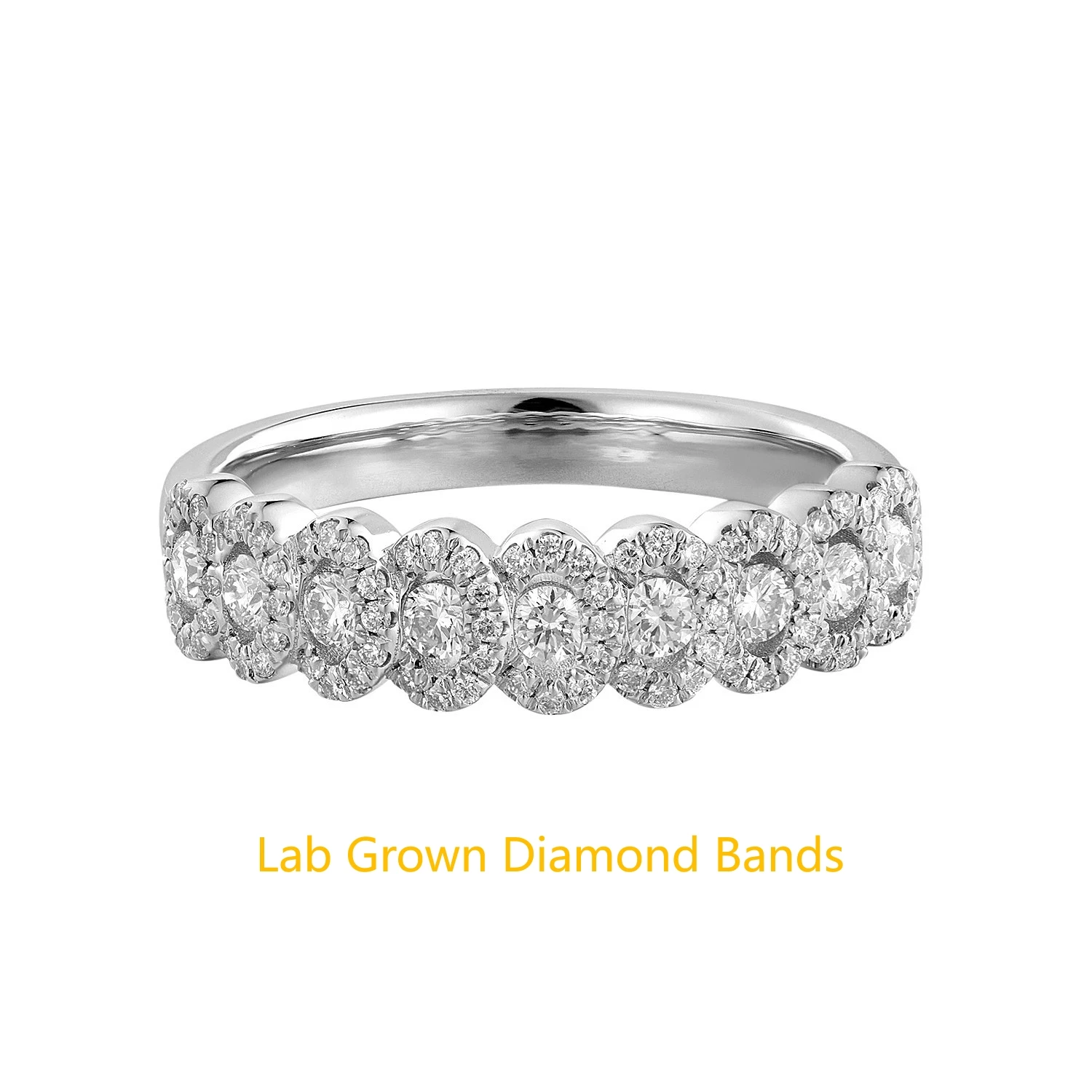 

Platinum 950 Lab Grown Diamond Round Diamond Total 0.5CTW Wedding Band Oval Shape Design Diamond Wedding Band For Lady