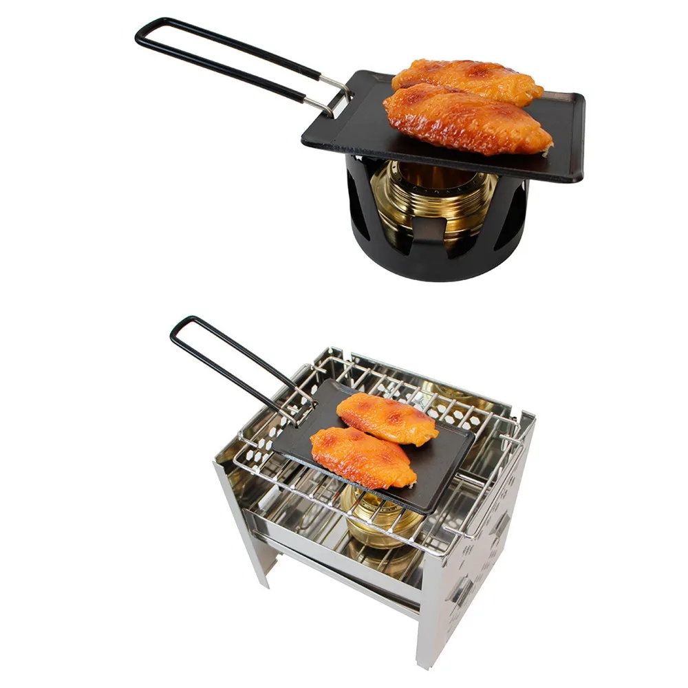 Durable Iron Mini Barbecue Tray Portable Easy to Clean Barbecue Plate Non Stick Surface Compact BBQ Grill Pan Camping Use