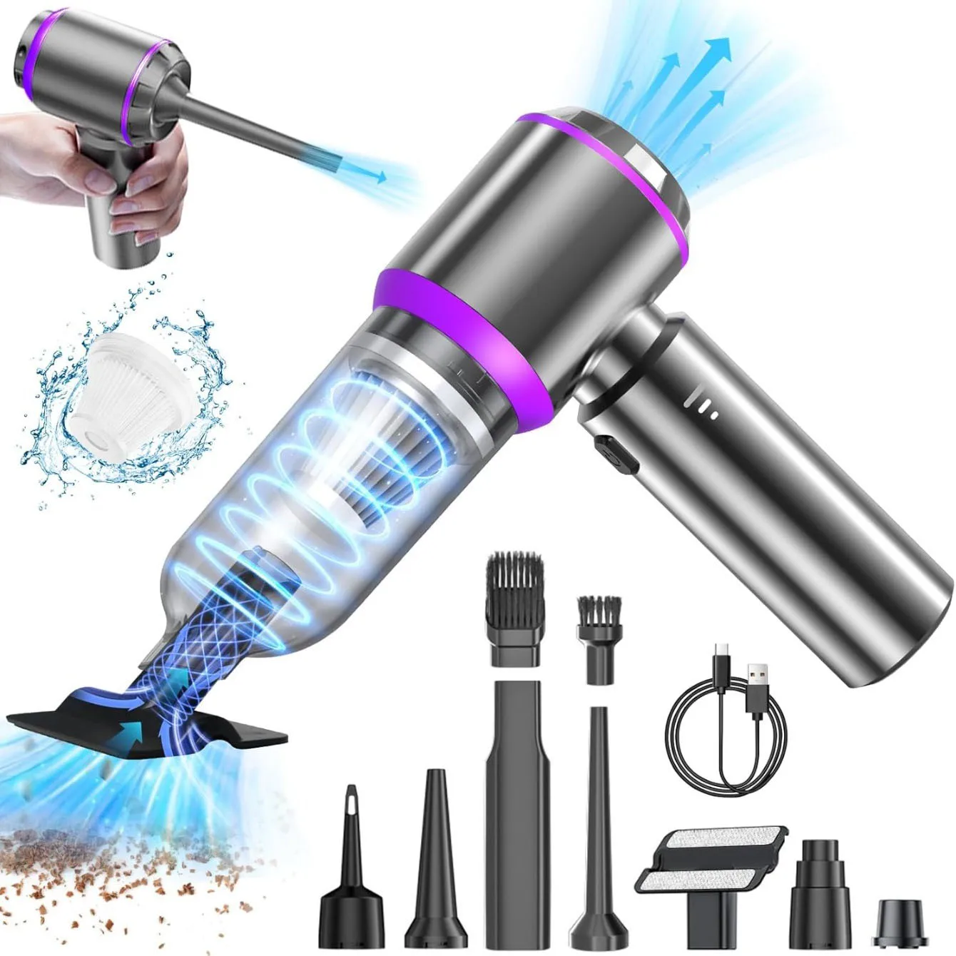 Powerful Car Vacuum Cleaner | Cordless Portable Car Cleaner | Powerful Air Duster Suitable for Home Appliances and Hair Dryers