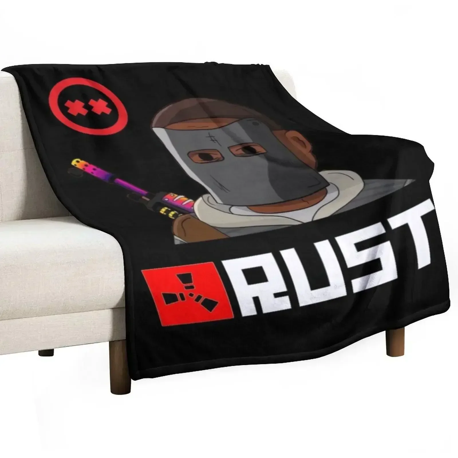 Rust Game Poster Throw Blanket Flannel Fabric Retros Blankets