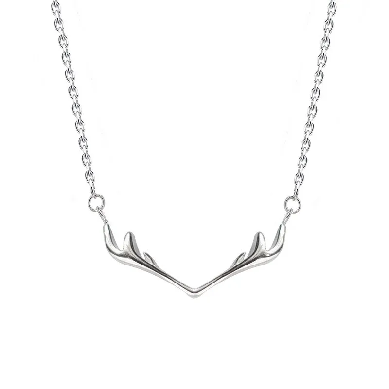 Fashion Simple 925 Sterling Silver Antler Elk Pendant Necklaces For Women Girl Hot Sale Jewelry JY061