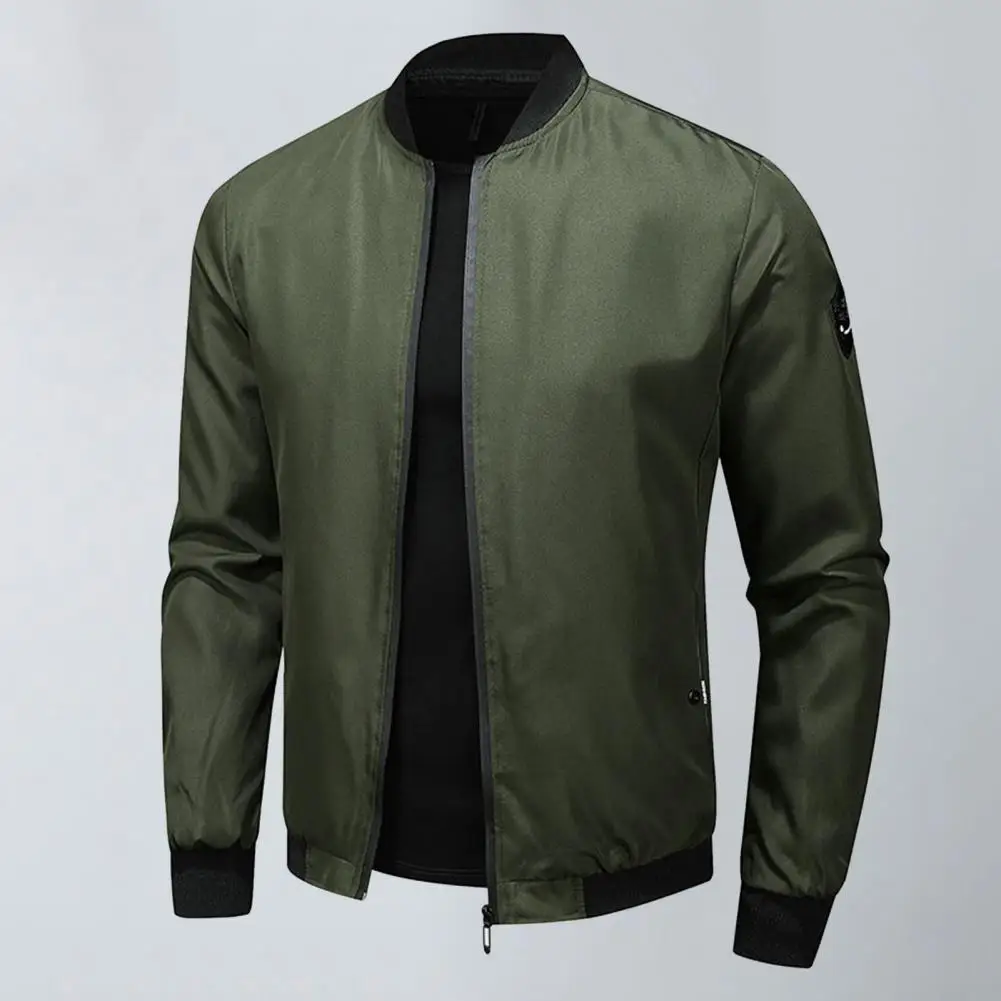 Abrigo versátil con cuello levantado para hombre, cárdigan elegante con cierre de cremallera, chaqueta suave y transpirable con bolsillos y