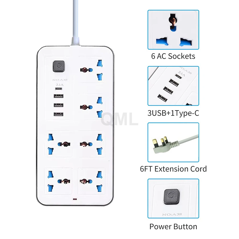 Uk Plug 6 Way Unive…
