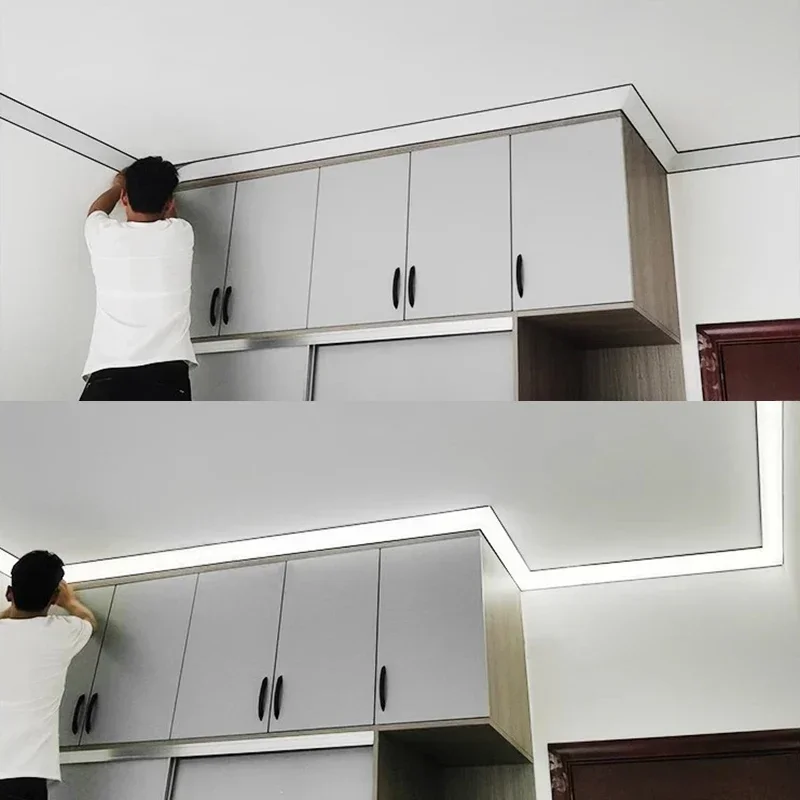Surface Mounted Aluminum Profiles Led Channel Diffuser Ceiling Top Corner Decoration Line Lamp Bar Home Room Atmosphere Lighting