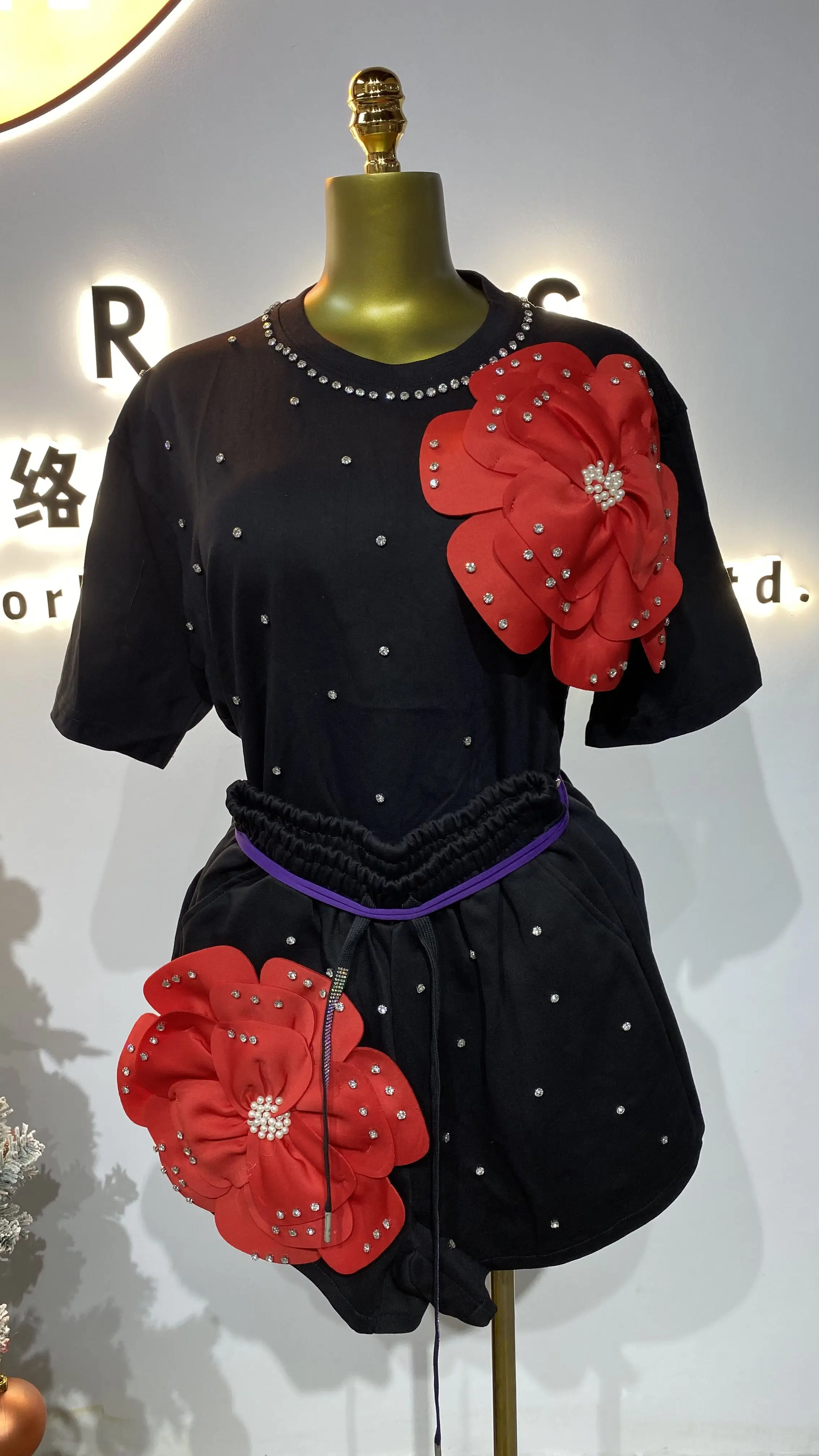 Boutique groothandel 2025, zomer nieuwe mode, zoete ronde hals, korte mouwen, losse, veelzijdige damesrok - GZMM102