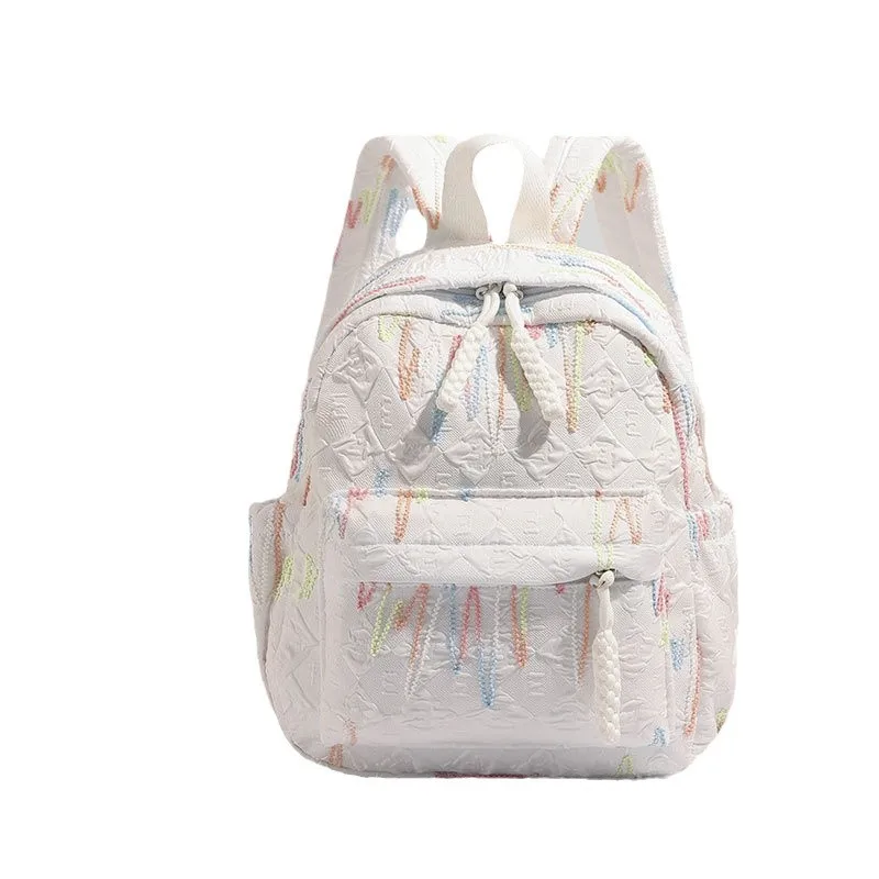 

Ladies Sweet Colorful Embroidered Quilted Mini Backpack, Cute Drawstring Pocket Daypack for Daily and School