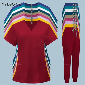 Yüksek scset Set hemşire aksesuarları tıbbi üniforma hemşirelik tulum diş klinik üst pantolon Lab giyim cerrahi genel takım elbise