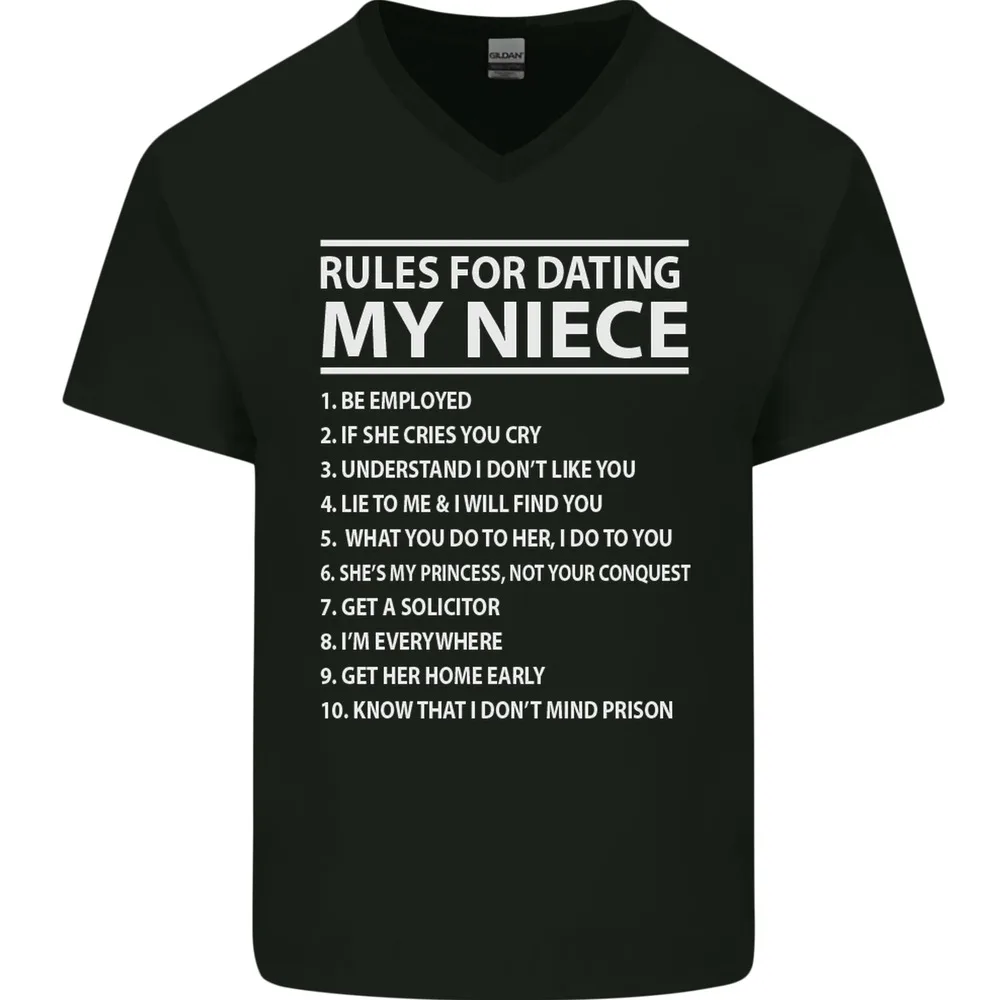 

Rules for Dating My Niece Uncles Day Funny Mens Women Summer Tees Cotton T-Shirt Anime Graphic