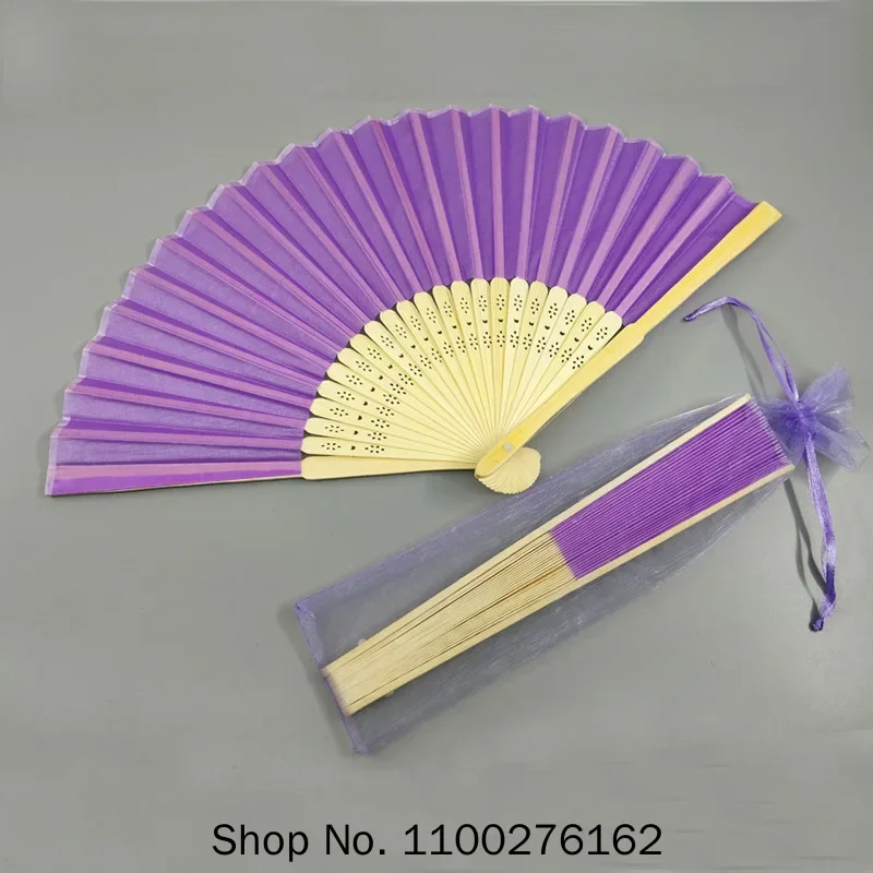 100 pcs Personalized Wedding Favors and Gifts For Guest Silk Fan Cloth Wedding Decoration Hand Folding Fans +Customized Printing