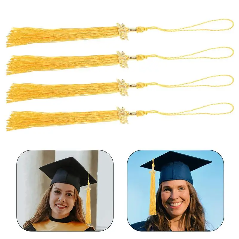 4pcs Graduation Cap Tassel Doctoral Cap Accessory Decorative 2025 Graduation Cap Tassel Graduation Hat Accessory Tassel Pendant