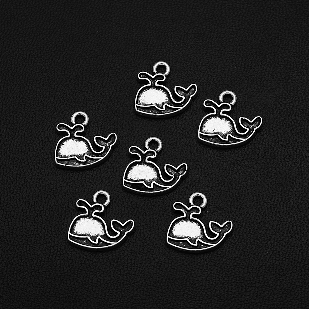 

30pcs/lot--13x13mm Mini Whale Ocean Animals Charms Pendants For Diy Jewelry Making Supplies Accessories Wholesale Bulk Items