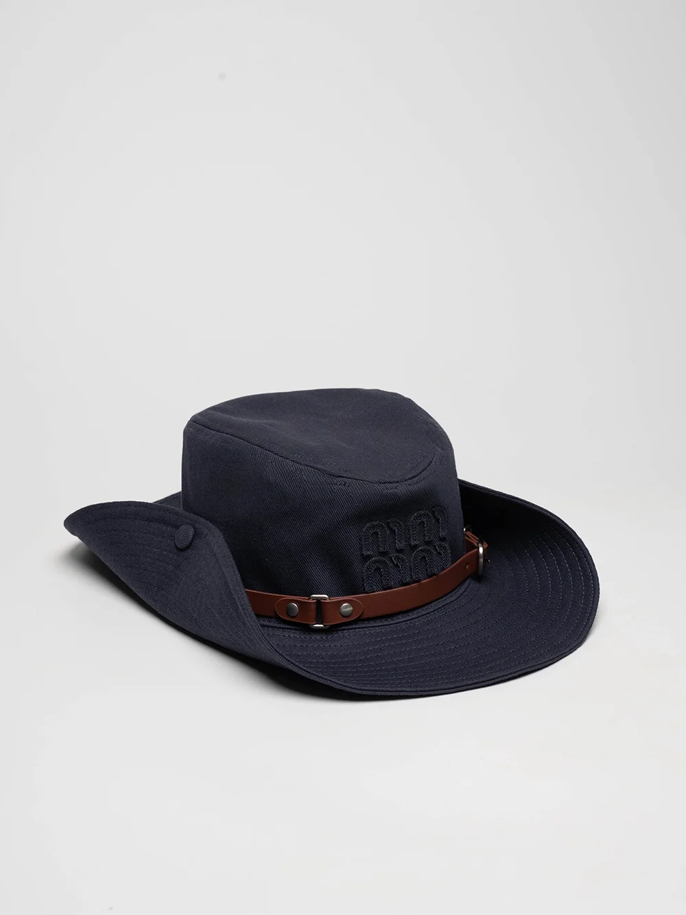 Double Layer Letter Logo Belted Western Cowboy Fisherman Hat Casual Style Embroidered Cotton Sunshade Hat for Men And Women