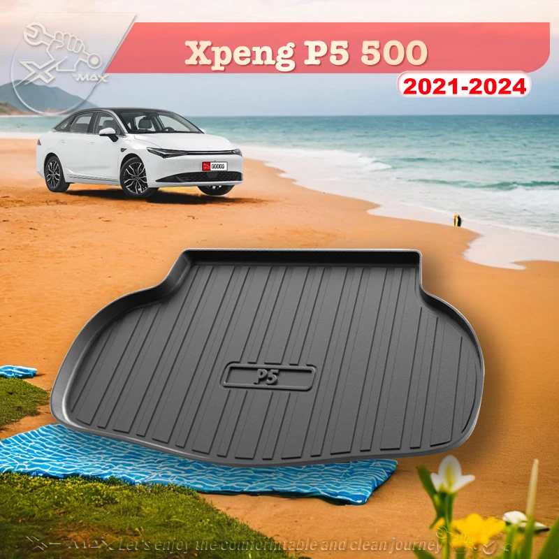 

For Xpeng P5 500PLUS PRO 2021-2024 Custom Fit Car Trunk Mat All Season Black Cargo Mat 3D Shaped Laser Measured Trunk Liners