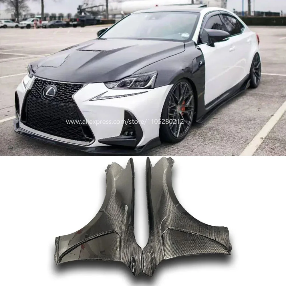 Carbon Fiber Fender Compatible with 2013-2020 Lexus IS, Front Fender, Original, Mudguard, OEM Installed Fender