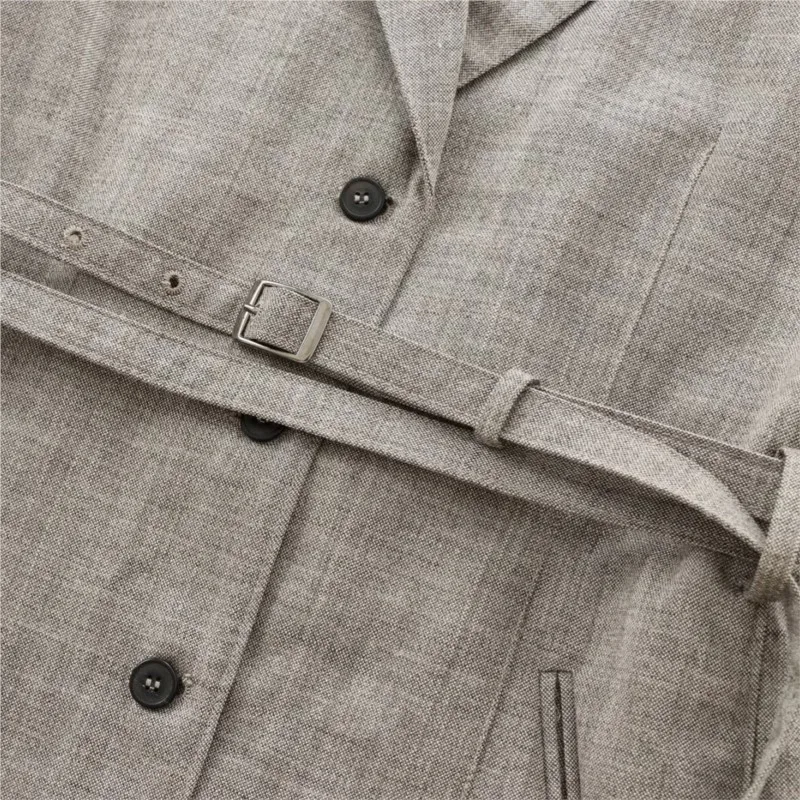 Ladies Casual Fashion Suit Jacket New Style Lapel Long Sleeve Slim Waist Belt Elegant Office Suit Commuter Jacket