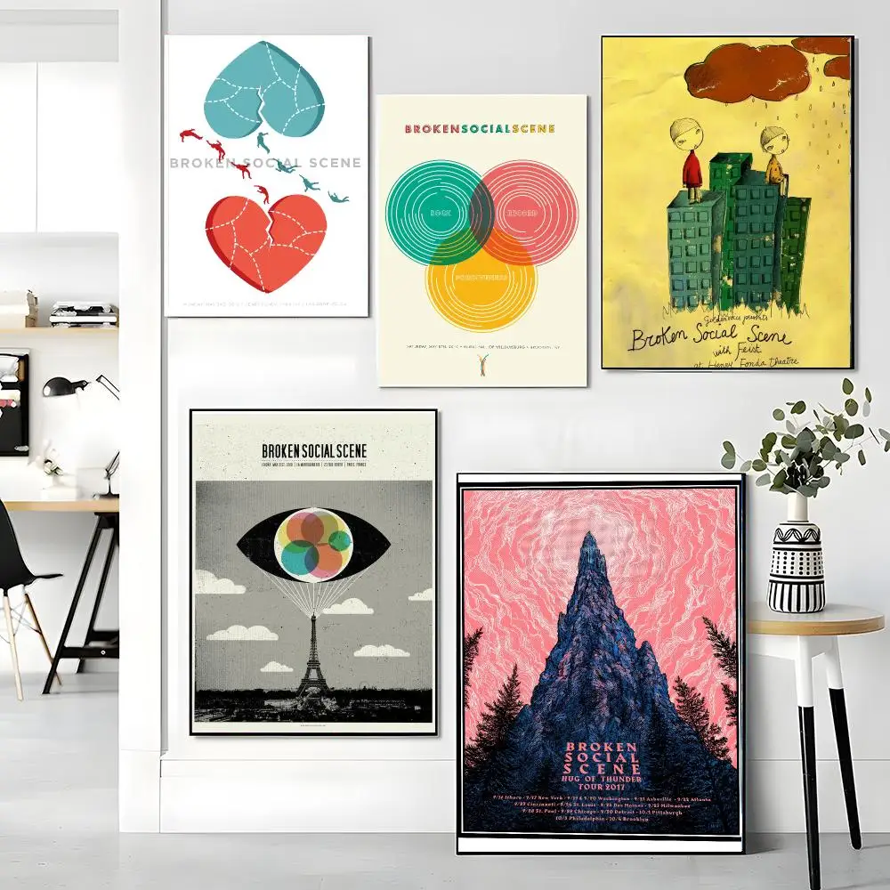 band B-Broken Social Scene-E Painting Calligraphy Boho Botanical Decor for Living Room Elegant Home Style