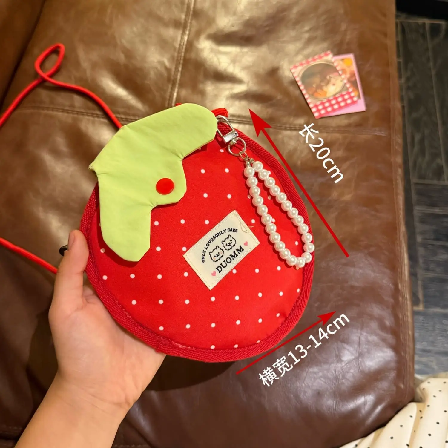 Japanese-Style Fruit-Themed Polka Dot Small Cute Soft Shoulder Bag, Portable Lipstick And Earphone Storage Casual Crossbody Bag