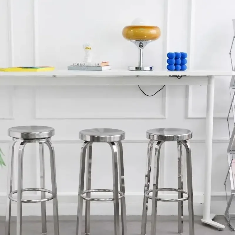 심플 바 스툴 메탈 바 스툴 카페 라이트 럭셔리 하이 스툴 야외 바 특수 의자 스테인리스 스틸 프레임 스툴