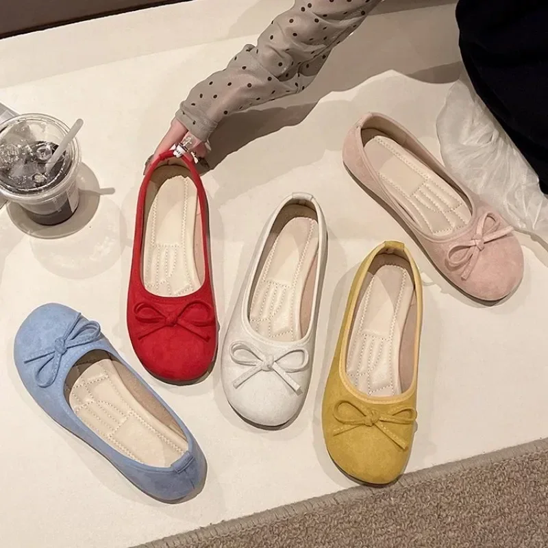 2026 Luxuriöse runde Zehenpartie, einfarbige flache Schuhe, modische Schleifendesign Mary Jane Schuhe, Sommer Outdoor Damen Freizeitschuhe zum Einkaufen