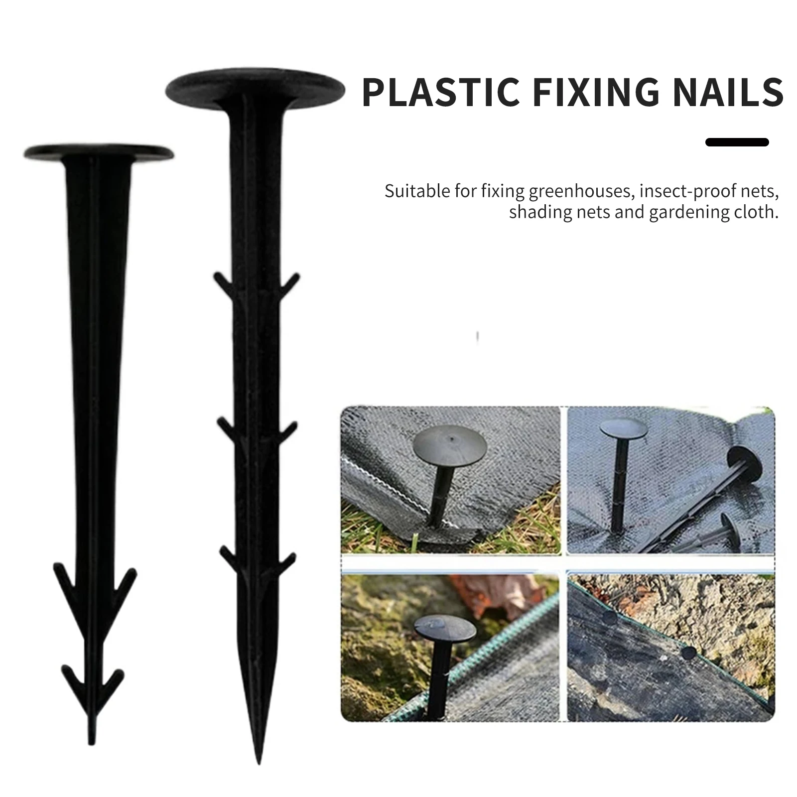 100pcs/set Ground Nail Film Fixed Garden Pegs Greenhouse Film Weed Prevention Ground Cloth Sunshade Fly Net Plastic Fixed Pegs