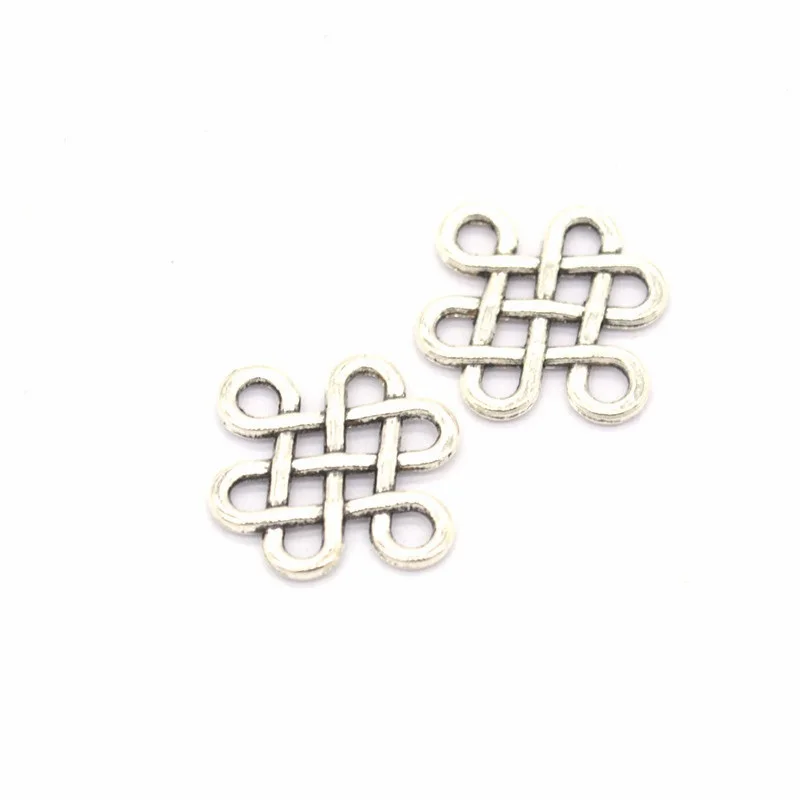 40pcs Antique silver color alloy Chinese knot Charms Pendants Necklace Beads for DIY Big Hole Beads Bracelets Charms J108