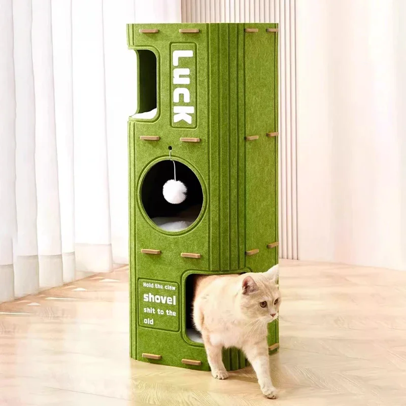 بيت القط فيلا ورأى مقاومة للاهتراء بيت القطط جميع المواسم متعدد الطبقات إطار تسلق القطط الدافئ مزيل الوبر ولوحة الخدش #2