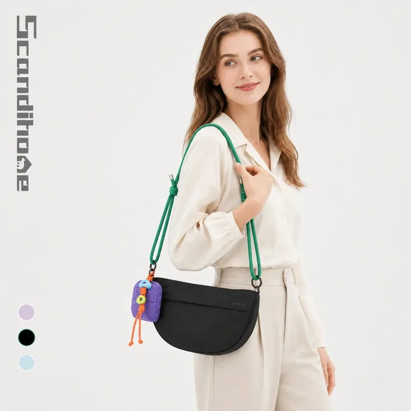 

Gorpcore Knotted Rope Bag Techwear Aesthetic Half Moon Crossbody Bag Waterproof Nylon Underarm Pouch Versatile 3-Way Carry Bag