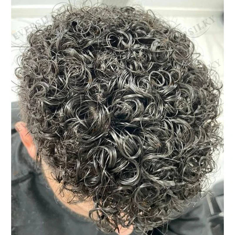 Undetectabe Q6 Lace Front 18mm Curly Dark Brown Blonde Remy Human Hair Man's Wigs Replacement Durable Natural Hairline MenToupee