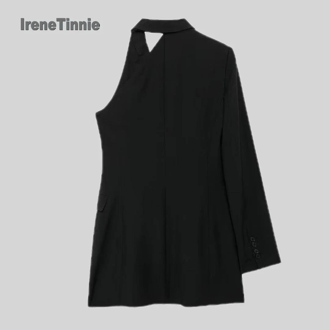 Irene innie-Blazer Vintage Chic pour Femme, Veste Asymétrique, Col Rabattu, Manches sulf, Mode Printemps, Élégant OutChester, 2025